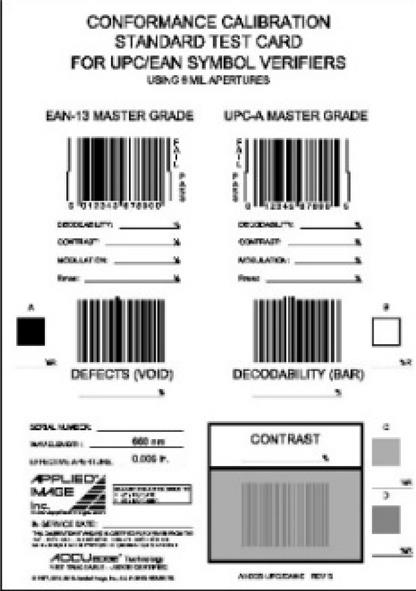DMV-AICC UPC/EAN 6mil 校正暨符合性測試卡