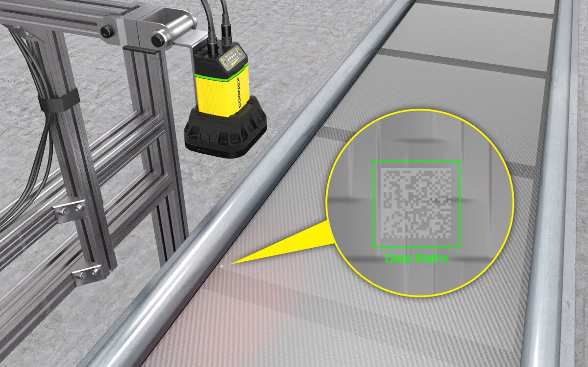 Cognex 工業讀碼器讀取玻璃表面的 DataMatrix 2D 碼