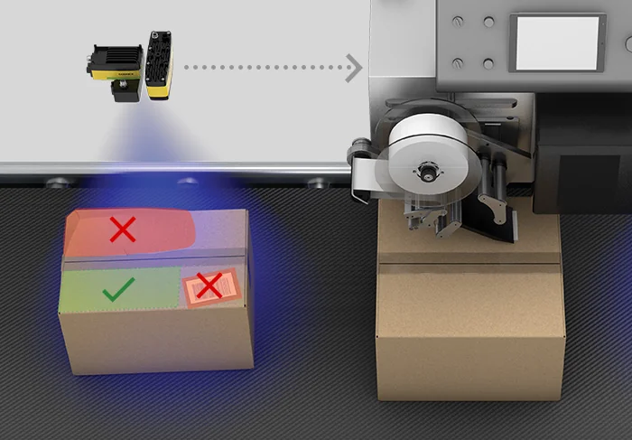 Cognex 3D-A1000 物流體積量測系統 應用於物流 · 標籤放置引導與驗證
